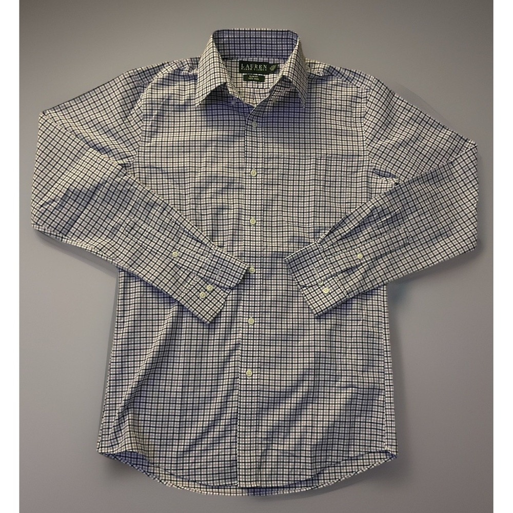 Lauren Ralph Lauren Long Sleeve Button Down Shirt Purple Plaid 15 34/35 JBHS